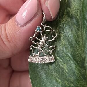 Vintage Sterling Scorpio Charm Pendant with Turquoise Stone ♏️